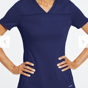 Women's 2 pocket side ribbed scrub top